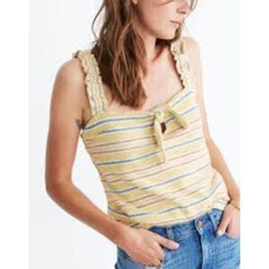🧺Madewell Texture + Thread Yellow Tie Front Tank Top in Smithfield Stripe, L
